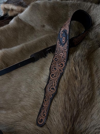 Custom Patch Tooled Leather Guitar Strap - Etsy UK