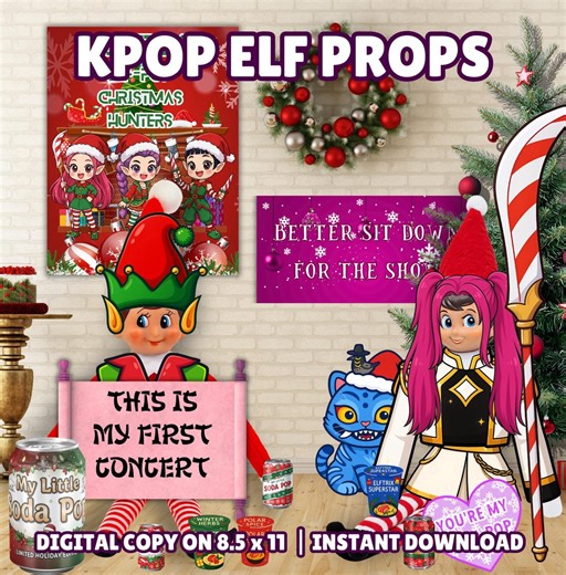KPOP Elf Props Printable Set, DIY Demon Hunter Elf Costumes, Accessories, Signs, Soda Pop & Elftrix Ramen, K-pop Christmas Elf Scene 2025 - Etsy