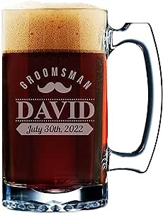 My Personal Memories, Custom Beer Mugs - Engraved Personalized Groomsmen Beer Glasses Gifts - 12 oz - Choose Your Style