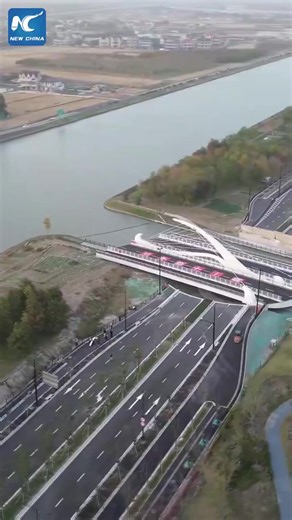 A bridge in China's Shanghai, intelligently balances daily road traffic for 30,000 residents with automated rotations for passing cruise ships. #China #Shanghai #Bridge | Embassy of The People's Republic of China in the United States