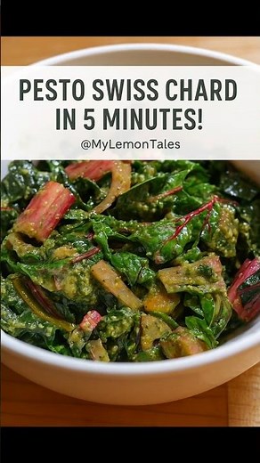 Sautéed Swiss chard in a buttery pesto glaze — quick, simple, and bursting with flavor.