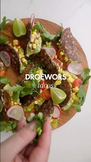 Droëwors taco shells with guacamole and salsa recipe | Woolworths TASTE