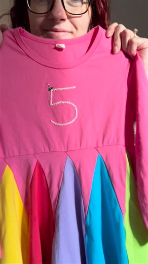 Anna • Hand Embroidery & Art🪡🌸 on Instagram: "My middle is 5!!! 🥳 I love using embroidery to make customized clothes for my girls. As soon as I learned how to stitch, I started stitching cute items for them and it’s turned into the best tradition! I make them birthday outfits, first day of school outfits, and so much more 🥰🪡 Would you like to learn how to stitch on clothes? 🫶 #customclothes #birthdayoutfit #diyembroidery #embroideredclothing #handstitched"