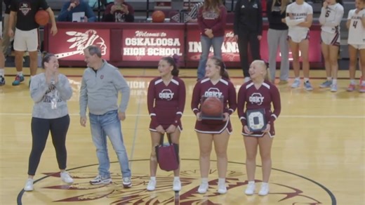 In between the girls and boys games vs Newton last night, O.H.S. Activities honored Indians Network announcer Jamie Brockman for 25 years of sports broadcasting. Brockman moved to Oskaloosa in 2001 and began with radio coverage of Osky and has since transitioned to the video streaming of Oskaloosa sports and has been the "Voice of the Indians" on Indians Network since 2018. Enjoy the short ceremony followed by some video clips and photos of Jamie in action. | Indians Network