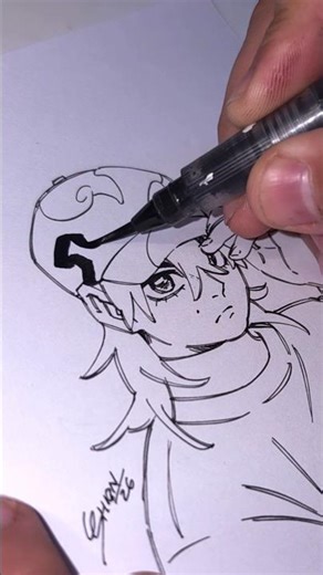 🪣⚫️Rellenando este dibujo con TINTA negra y PINCEL🖌 #inking #drawing #manga #mangaka #traditionalart