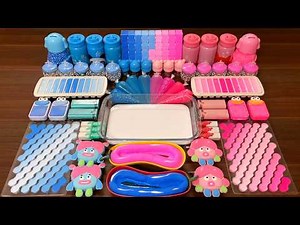 Satisfying Slime Mixing: Blue vs Pink Glossy Beads & Charms