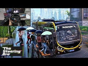 Bus Simulator 21 - IVECO Creais Articulated Bus Driving in Heavy Rain | G29 Steering Wheel Gameplay