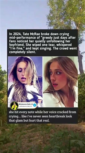 In 2024, Tate McRae cried during "Greedy" after unfollowing her boyfriend, then continued