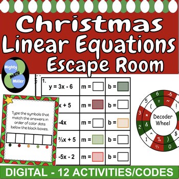 Digital Writing Linear Equations Christmas Math Escape Room