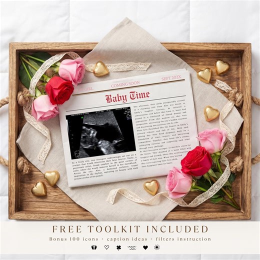 Newspaper Pregnancy Announcement Digital Download: Romantic Baby Reveal Ultrasound Scan for Grandparents - Etsy