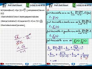 12- Dérivabilités: Correction Exercice Et Rappel De Cours. Bac Math / Science / Technique / Info