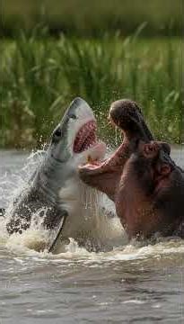 The River Battle Between a Hippo and a Tiger Shark