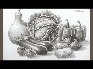 Easy Pencil Shading Technique Still Life vegetables | How to Shade Vagitables with Pencil Drawing