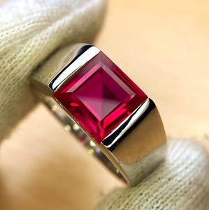 Men's Ruby Ring, 925 Sterling Silver Ruby Engagement Ring for Man,4ct Gemstone July Birthstone Anniversary Gift Jewelry Signet Ring - Etsy