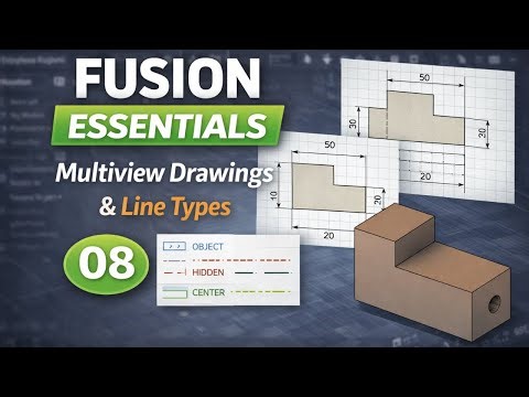 Autodesk Fusion Essentials 08: Multiview Drawings & Line Types