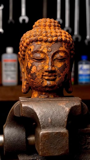 Satisfying Rust Removal 😍 | Ancient Buddha Transformation. #rust #cleaning #buddha