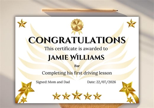 Editable Gold Star Award Certificate, Congratulations Printable, Achievement Template, Digital Download, Instant Print - Etsy UK