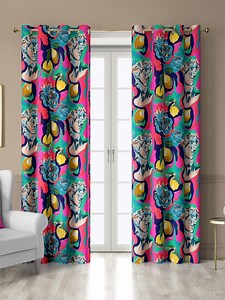 Multicolor Artistic Pattern Curtains, Eclectic Bohemian Drapes With Bust and Floral Design – Custom Size Window Treatment, Curtain Valance - Etsy