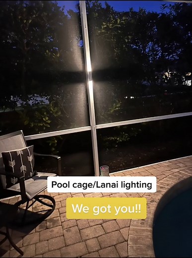 Pool cage lighting! We got you covered! #howtohanglights #patiolights #paradiselights #howtoputupchristmaslights #fyp