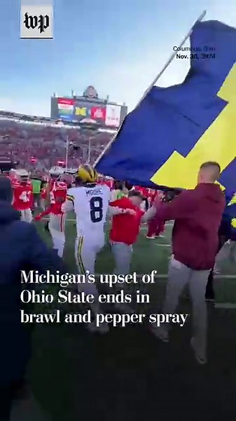 Michigan upset of Ohio State ends in brawl and pepper spray