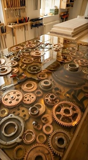 Steampunk Table Build 🔧 Copper Gears + Epoxy Resin Magic ✨