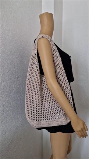 Crochet mesh tote bag