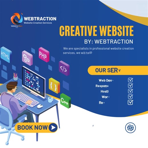 “Your website is your first impression — make it unforgettable with Webtraction.” We offer: 🎨 Custom Web Design 🛠️ 24/7 On-going Support 💻 Web Development 📱 Mobile App Design Features 🛒 E-commerce Solutions 🎨 Unique Logo Design 📱 Social Media Design 🌐 Web Hosting 🔒 Web Security/Protection ✉️ Custom Email 🎞️ Animation Design web1traction.com | WebTraction
