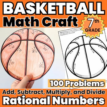 7th Grade Basketball Math Craft Spiral Review | March Tournament Bulletin Board