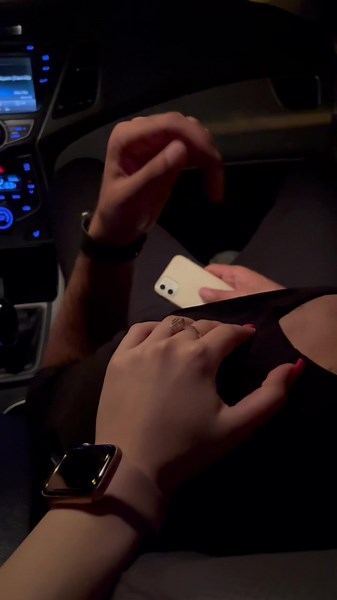 Romantic Moments in a Car at Night