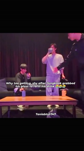 Taekook 💚💜 on Instagram: "Why tae getting shy after Jungkook grabbed his glass to refill his drink 😭😭😭 @thv . . Follow for more updates @taniabts5747 #btstae #kimtaehyungedit #taekookforever #bangtansonyeondan #bangtanboys"