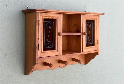 Vintage Pine Wall Mounted Jewelry Display Case: Handcrafted Rustic Organizer - Etsy