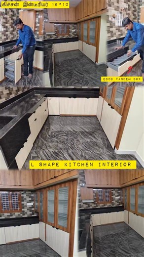 16*10 kitchen interior | BWP ply | L shape base unit | Ebco tandem | loft covering #sakthiinteriorpollachi #pollachi #modularkitchenudumalai #udumalaiinterior #pollachiinterior #tvunitpollachi #modularkitchenpollachi #trendingreels #viralreels | Sakthi Interior Pollachi