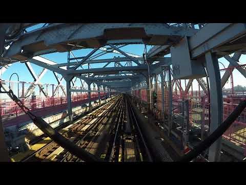 ⁴ᴷ Riding a J NYC Subway Train across the Williamsburg Bridge to Brooklyn