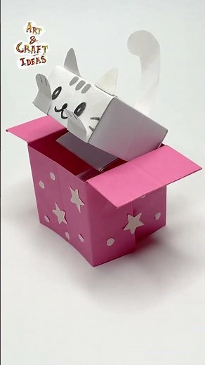 Origami Jumping Paper Cat in Box | DIY Fidget toy