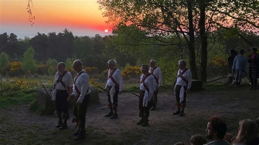 English Morris Dancers celebrate May Day at 05:30 on the Ashdown Forest