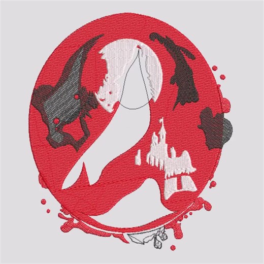 Wolf Embroidery Design: Red Moon, Nature, Lunar Wolf PES File - Etsy