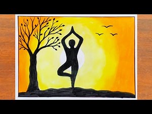 विश्व योग दिवस पर चित्र बनाना सीखें || How to Draw International Yoga Day Poster Easy step by step
