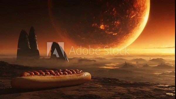 Hotdog on an Alien Planet: A Surreal Food Adventure on a Distant World