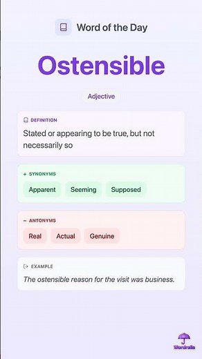 OSTENSIBLE - Word of the Day | Learn English Vocabulary | Wordrella