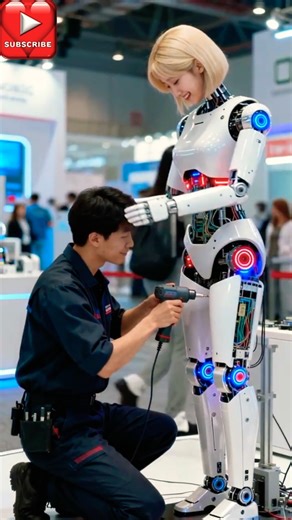 Beautiful Humanoid Robot under repair at the IRC Robot Expo 🤖👧 #robotics #shorts #ai