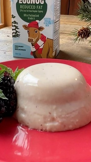 ✨EGGNOG PANNA COTTA✨ Recipe 👇 Ingredients: ¼ ounce gelatin ¼ cup cold Organic Valley milk 2 ¾ cups cold Organic Valley Reduced Fat Eggnog 2 teaspoons vanilla extract ¼ teaspoon cinnamon ¼ teaspoon nutmeg Fresh grated nutmeg for serving (optional) Directions: Sprinkle gelatin over milk; let stand to soften. Heat ¾ cup eggnog until scalding. Stir in gelatin mixture, then remaining 2 cups eggnog. Divide the mixture among 6-ounce ramekins. Chill in the refrigerator until set (2 to 3 hours minimum).