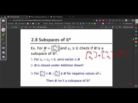 Linear Algebra Sheet 7 Subspaces and Vector Spaces