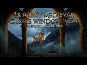 4K Castle Window Projector || Rainy Medieval Castle Window View