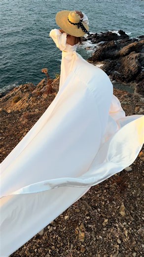 Stunning Photoshoot in a Flying Dress in Cyprus