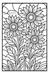 Sunflower Coloring Page Stained Glass Floral Printable, Flower Coloring Sheet for Adults Teens Kids, PNG Digital Instant Download - Etsy Canada