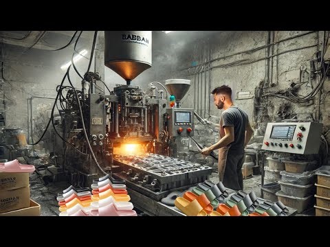 Slippers making Process in Local Factory ! Shoe Making Machine|Rotary Blow Molding Machine