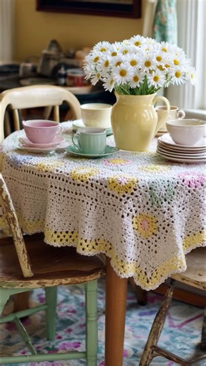 32K views · 1.4K reactions | Step into Grandma’s Crochet Vintage Small Cottage — a cozy haven where every room is adorned with handmade charm. Delicate crochet details, pastel hues, and timeless vintage accents create a warm, nostalgic atmosphere that feels like a heartfelt embrace from the past. #grannychicdecor #shabbychic #timelesshomedecor #shabbychicdecor #homedecor #home #cozyvibes #VintageStyle #vintagedecor | I Heart Much Shabby Chic | Facebook