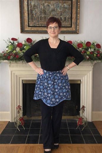 1950s Snowflake Half Apron: Dark Blue Cotton, Rickrack Accent, Handmade Waistband - Etsy