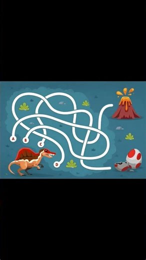 Dinosaur Maze Puzzle – Find the Right Path to the Egg