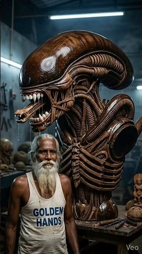 Xenomorph (Alien) - Amazing Dry Coconut Shell Carving #GoldenHands #Xenomorph #Alien #HRGiger
